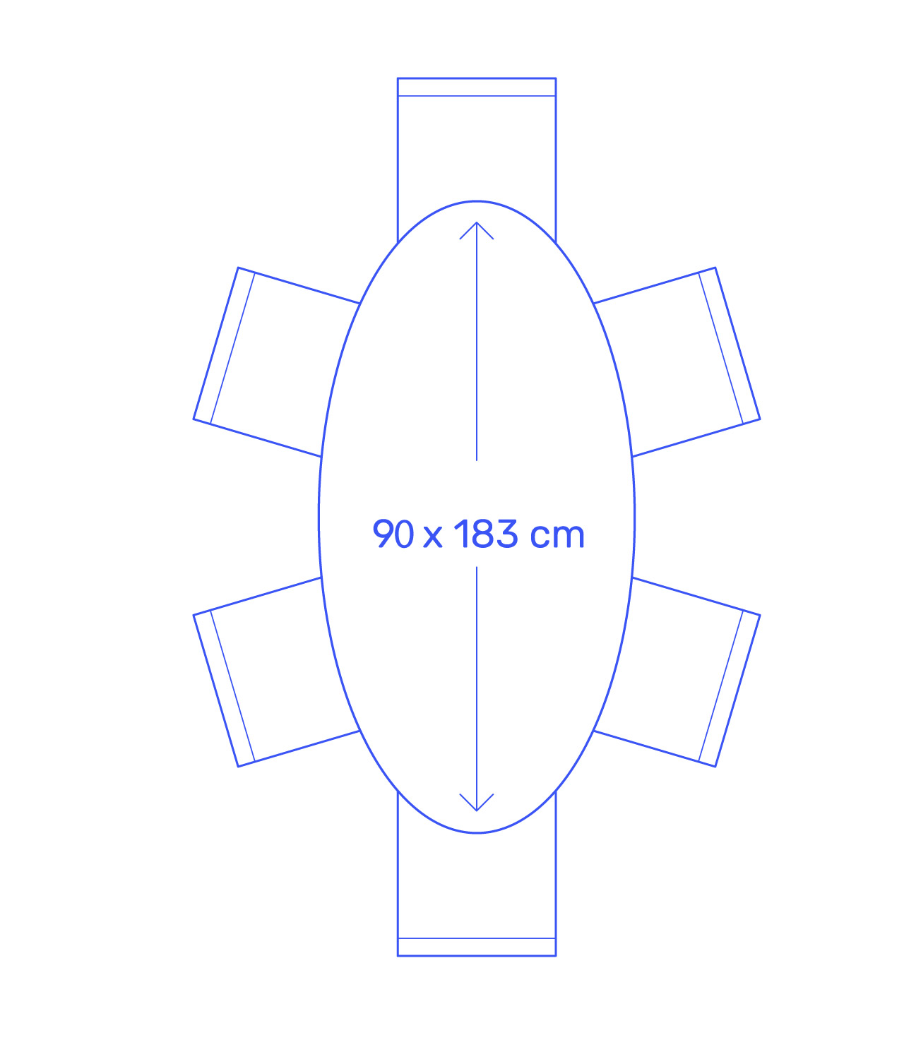 oval 183cm 6 seater