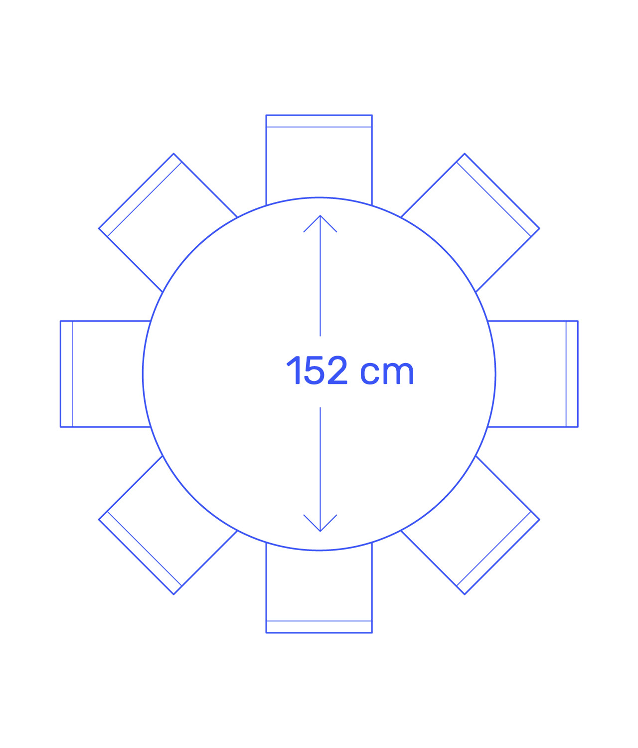 round-152cm 8 seater