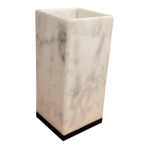 Translucent Marble Stone Table Lamp with Zimbabwe Black Granite Base 140mm Square x 320mm Hight