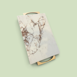 Marble serving tray gold handles blanco bronze
